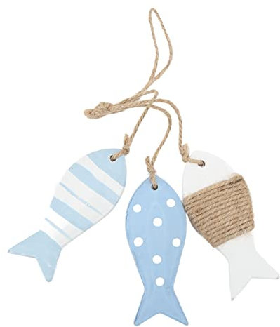 Buachois Holz Fisch Wand Deko, 3 Kleine Fische Antike Geschnitzte Verzierung Holzhandwerk Anhänger Ornamente Hängende Dekoration für Hausbar Schlüsselanhänger