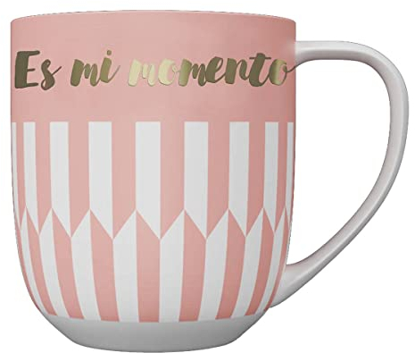 DRAEGER PARIS 1886 - Taza Cerámica Chic con Mensaje Es mi Momento - Diseño Azul/Rosa, 320 ml - Apta para Lavavajillas, No Microondas - Caja de Regalo Decorativa - Elegancia y Calidad desde 1886