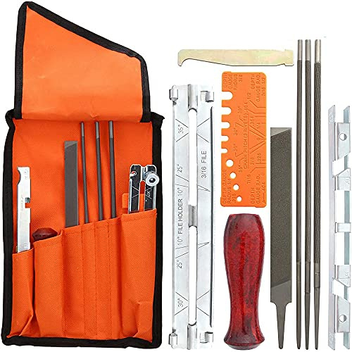 Dasertoe 10 Piece Chain Saws Sharpening File Kit, File Kit for Sharpening Saw Chains, Contains File Sharpening Guides Depth Gauge