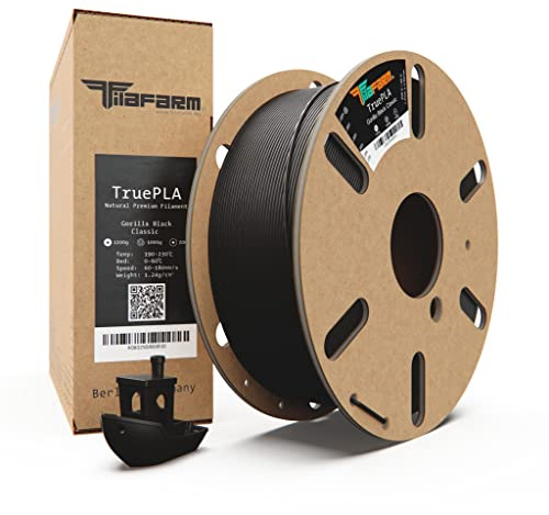 Filafarm TruePLA (Gorilla Black Classic) 1.75mm, 3D Drucker PLA Filament 1kg Spule, Geeignet für Schnelles Drucken, Maßgenauigkeit +/- 0.02mm