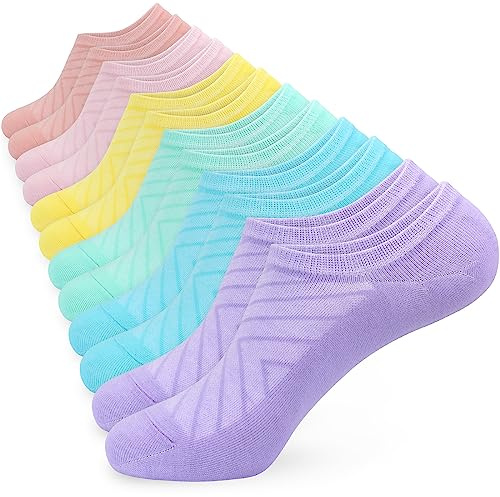KOOOGEAR Womens No Show Trainer Socks 6 Pairs Non Slip Low Cut Liner Cotton Socks Womens 4-7 Multipack for Sneaker Loafers and Boat Shoes