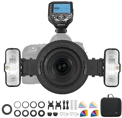 GODOX MF12-K2 Macro Flash con XproII-C, filtro colorato, 2,4 G Wireless Control, TTL/M, batteria al litio 3,7 V/6,29 W, compatibile con Nikon, Sony, Canon, Fuji, Olympus