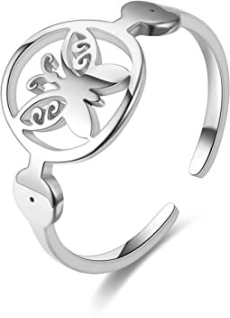 KnSam Schmuck Verlobungsringe Mann und Frau Edelstahl, Schmetterling Hochzeitsband, Silber Freundschaftsringe Antragsring, Ringe Größe57 (18.1)