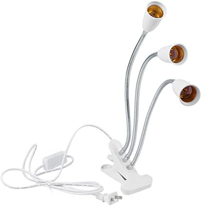 NYMFEA yaoqijie E27 Socket 3 Head Flexible Light Clip with On/Off Switch Lamp Holder for Desk Light LED Plant Grow Bulbs Base Lasting (Size : 2G11, Color : EU)