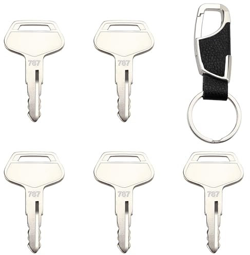 VooGenzek 5 Pièces 787 Clés D'allumage de Remplacement, Clés de Rechange de Contact, Clés d'allumage d'usine, avec Porte Clés, Compatible avec Komatsu l'équipement Lourd d'excavatrice