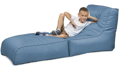 chilly pilley Sitzsack Sofa, Faltbarer Pouf zum Sitzen und Liegen 2 in 1, mit EPS-Füllung, Riesensitzsack, Kinder & Erwachsene, Cord Sitzkissen, viele Farben, Pastellblau
