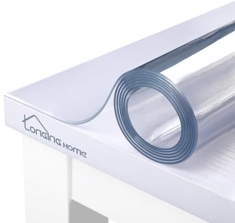Glasklar Folie 2mm,abgeschrägte Kante,transparente Tischdecke Tischschutz, Tischfolie transparent,Folie für Tisch aus PVC,Größe wählbar(Breite 160 cm x Länge: 70 cm)