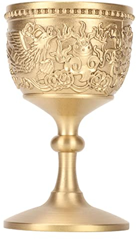 Jenngaoo Calice en Or, Gobelet à Calice Vintage en Laiton, Coupe Pimp, Verre à Vin de Communion pour Fête, Banquet, Mariage