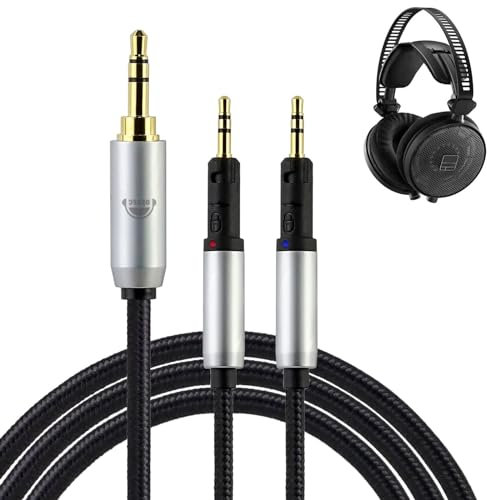 okcsc ATH-R70x - Cavo di ricambio per cuffie, connettore bilanciato da 3,5 mm, per Audio-Technica ATH-R70x, cavo a 4 conduttori in nylon PVC intrecciato OFC lungo 1,5 m