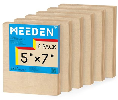 MEEDEN Unfinished Wood Canvas Board: 3/4” Deep 5x7” Wooden Canvas Panel Pack of 6 - Blank Cradled Wood Art Board for Painting