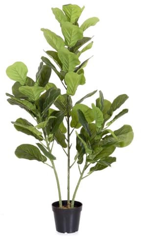LOLAhome Planta Artificial Ficus para Interior y Exterior | De 120 cm | Protección UV Solar, contrapeso de Cemento | Realista y Elegante | para Interior, balcón, terraza | Plantas Exterior