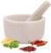 H&S Mortier Pilon Cuisine - Accessoire Cuisine en Marbre de 18 cm de Diamètre pour Broyage des Épices Guacamole Pesto Noix Mojito - Mortier et Pilon Concasseur a Grain Blanc