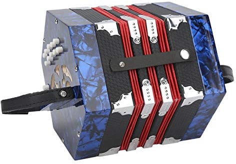 Alomejor Konzertina-Akkordeon, Tragbar, Professionell, aus Massivholz für Erwachsene, Schönes Design, Einfach zu Bedienendes Musikinstrument (BLUE)