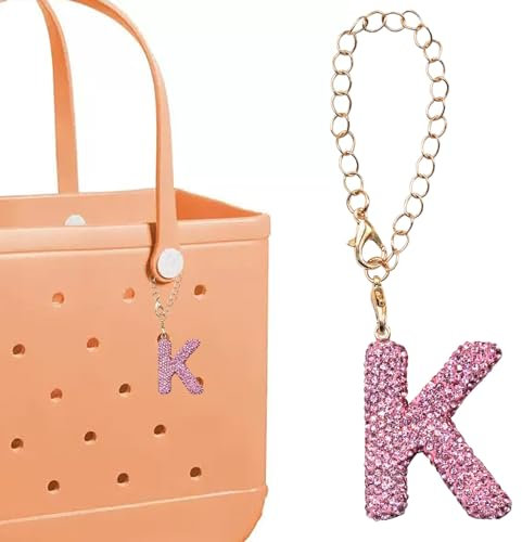 1 cadena de cuentas de letra K para bolsa de playa, accesorios personalizados con diamantes de imitación para mujeres y niñas, bolso de piscina, decoración de bolsa de playa