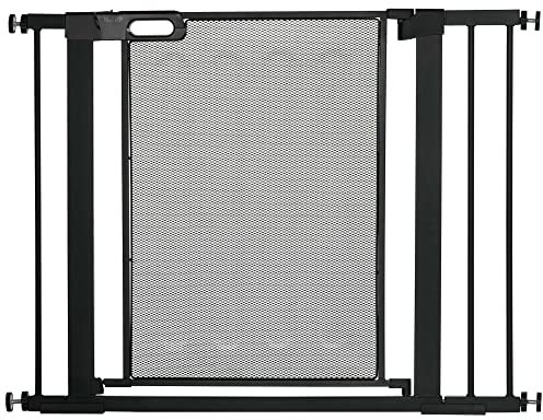 PawHut Cancelletto per Cani Estensibile a Pressione, Cancello di Sicurezza con Chiusura Automatica in Acciaio e ABS, 75-103x76 cm, Nero