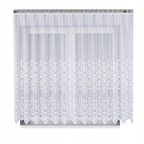 Gardinen Vorhangen Weiß 300x180 cm (BxH) Merlot Jacquard Gardinen mit Kräuselband Kurz Lang Scheibengardine Wohnzimmer Vorhänge Fertiggardine Küchengardinen Kurzstores Stores Transparent