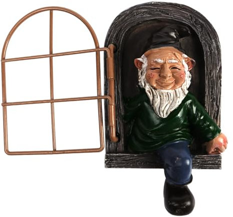 Sarini Statue de Jardin en Forme d'elfe à l'extérieur de la Porte, Nain de Jardin en résine, décoration à Suspendre, Visages d'arbre, décoration pour extérieur, Patio, pelouse