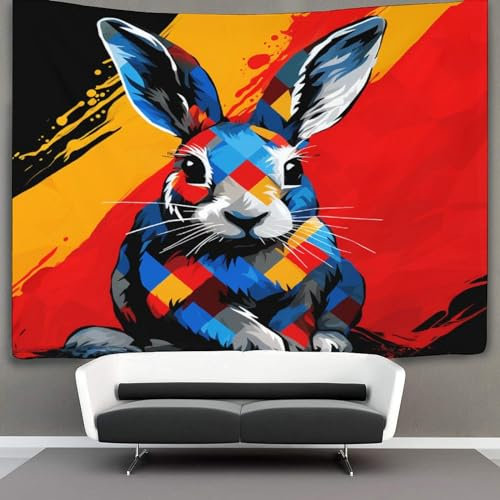 GXYUAOIEF Bedruckte 3D-Wanddecke mit Hasen-Motiv, Heimdekoration, Bettwäsche, Poster, Wandkunst, Wandteppich, weiches Polyester, für Schlafzimmer, Wohnzimmer, Wohnheim und Raumdekoration, 180 x 230 cm