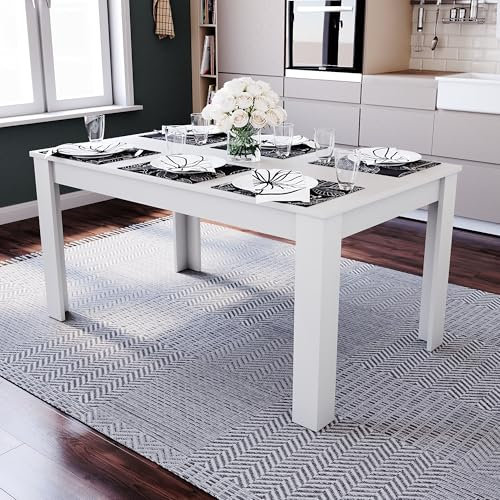 Vida Designs Medina 6 Seater Dining Table MDF Wood Rectangle Modern Kitchen Dining Room Furniture Unit, White