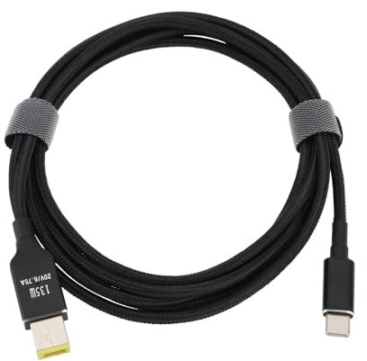 EMSea 1 Stück Typ-C auf DC Rechteckkabel 135 W USB-C Schnellladekabel DC20V 6,25 A 2 M Kompatibel mit Lenovo ThinkPad Legion Y7000P