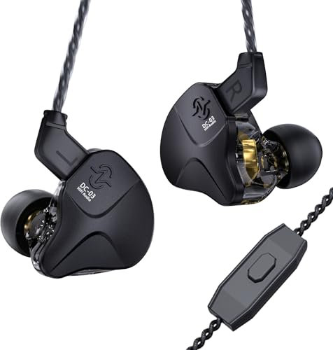 Yinyoo CCZ Sonata DC03 HiFi In Ear Monitor Ohrhörer, 10mm Magnet dynamischer Treiber High Fidelity Gaming Sport IEM Kopfhörer Ohrhörer mit 2Pin Kabel für Geschenk-PC, Audiophile Sänger (mit Mikrofon)
