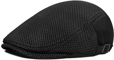 PivotWing Schiebermütze Herren Cap Herren Leicht Atmungsaktiv Schirmmütze Herren Weich Netzgewebe Baskenmütze Herren Weich Netzgewebe Flatcap Verstellbar Sommermütze Outdoor Schwarz One Size