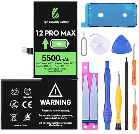 LL TRADER Battery for iPhone 12 Pro Max, 5500mAh Lithium ION Battery High Capacity with Repair Tools New