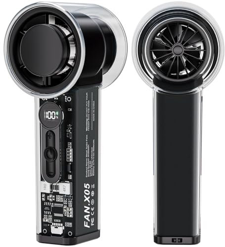 Handheld Portable Trubo Fan for Ice Cooling - 1-100 Adjustable Powerful Mini Cooling Personal Fan - 3000mAh Rechargeable,18H,Led Display - Essentials Gifts For Travel,Outdoor,Camping,Women,Man -Black