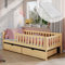 Kinderbett 90x200 mit zwei Schubladen, Rausfallschutz, Lattenrost und Matratze, Kinder Bett | Sicher & stabil | weitere Größen 80x160, 80x180, 90x190 cm | 90x200 cm: von 4. bis 18. Lebensjahr, Natur