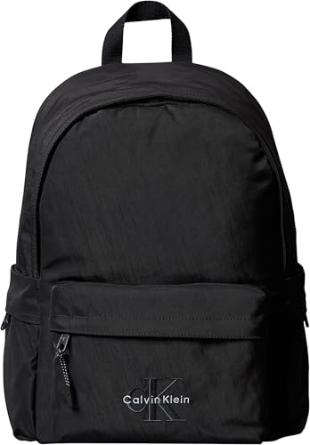 Calvin Klein Kinder Unisex Rucksack Solid Monologo mit Außentasche, Schwarz (Ck Black), Einheitsgröße