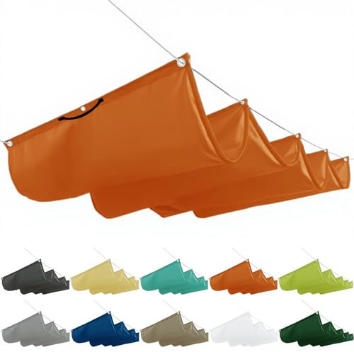 Auvent de protection solaire pour terrasse 4x5,5M, abris de jardin avec ombrage, toile de soleil avec œillets et corde pour auvent de terrasse et jardin d'hiver, Orange