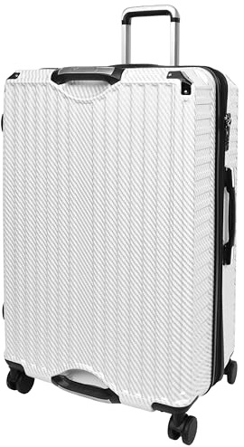 House Of Leather 8 Wheel Suitcase Hard Shell Luggage 5 Handles with Cup Holder Travel Bags Welkom White (Large)