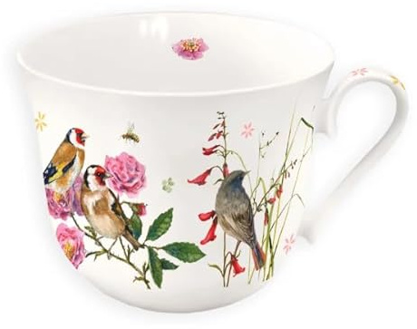 Grätz- Teetasse/Kaffeetasse - Daniela Drescher - Zeit für Harmonie, 400ml, Poirzellan - Vögel & Blumen
