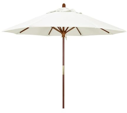 270 cm weißer Gartensonnenschirm aus Holz, Terrassenschirm mit 8 Streben, Sonnenschirm für Markttische, UV-Schutzschirm für Strandterrasse, Hinterhof, Pool, Balkon
