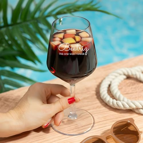 Wanapix | Bicchiere in plastica personalizzato | Calice da vino inciso | 40 cl | Tritan | 100% Personalizzato