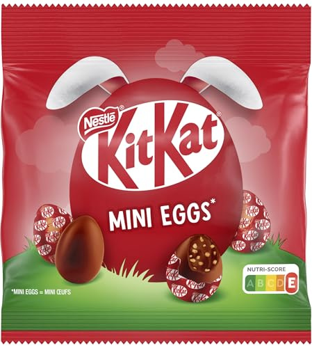 Nestlé KITKAT Mini Eggs, kleine Schokoeier aus Milchschokolade mit cremiger Füllung und Knusperstückchen, 1er Pack (1 x 89g)