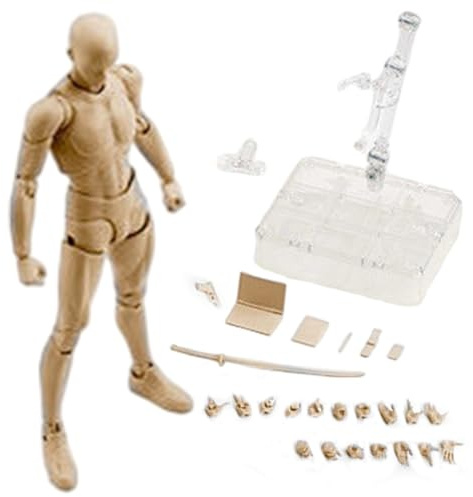 Bewegliche Actionfiguren, Actionfiguren, beweglicher, hautfarbener PVC-Rohling-Figurenkörper mit Zubehör, DIY-Sammler-Zeichnungsmodell für Künstler, Malerei, Skizzieren