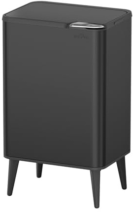 mVm Poubelle de Cuisine, Bureau 60L, avec Couvercle et Filtre Déodorant, Fermeture Douce et Maintien en Ouverture, en acier inoxydable, forme Rectangulaire, Support Détachable