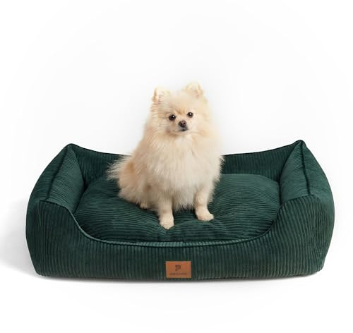 Peluvio Hirado Hundebett mit Hohem Rand Hundesofa rutschfest Waschbar | Abnehmbarer Bezug mit Reißverschluss Weiche Seiten für Geborgenheit Cord-Struktur Hundekissen Für Kleine Mittelgroße Große Hu
