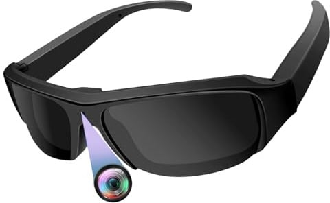 Telecamera Spia Occhiali HD 1080P, Occhiali da Sole con Fotocamera Integrata, Videocamera spia mini esterno registrazione in loop FPV Action Camera per attività all'aperto, 2 ore
