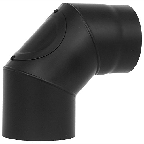 Bogen im 90° Winkel mit Reinigungsöffnung Ø 120 mm Schwarz Kamin