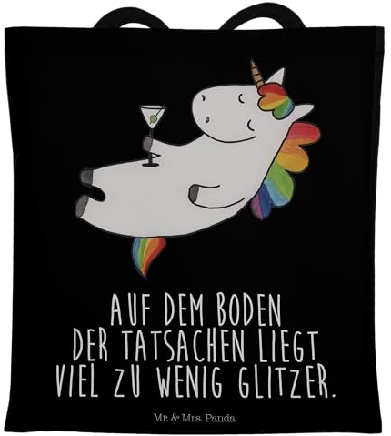 Mr. & Mrs. Panda Tragetasche Einhorn Cocktail - Geschenk, Unicorn, Caipirinha, Cuba Libre, Umhängetasche, Spaß, Stoffbeutel, Strandtasche, Einhörner,