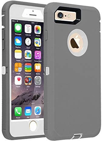 smartelf Case for iPhone 7/8 Heavy Duty With Built-in Screen Protector Shockproof Dust Drop Proof Protective Cover Hard Shell for Apple iPhone 7/8 4.7 inch-Grey/White