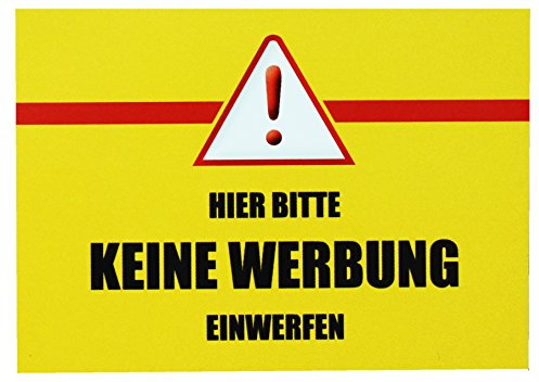 5 x Hier bitte keine Werbung Einwerfen - Briefkasten Aufkleber Wetterfest Top Qualität - Gelb