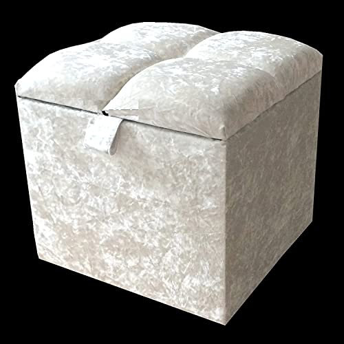 luxisleepltd' Crushed Velvet 1 Diamonds Ottoman Storage Pouffe Toy Box Foot Stool Single Seat (BLACK, MATCHING FABRIC BUTTONS)