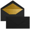 50 Brief-Umschläge DIN Lang - Schwarz mit Gold-Metallic Innen-Futter - 110 x 220 mm - Nassklebung - festliche Kuverts für Weihnachten