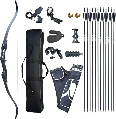 D&Q Pfeil und Bogen Set Erwachsene 30 35 40 45 50lbs Recurvebogen Kit 56 Takedown Jagd Langbogen mit 10pcs Bogenschießen Zubehör für Rechtshänder Anfänger (35 Pfund)