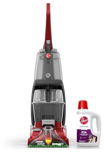 Hoover Power Scrub Deluxe Carpet Cleaner Machine with Paws & Claws Carpet Cleaning Solution (64oz), FH50150, AH30925