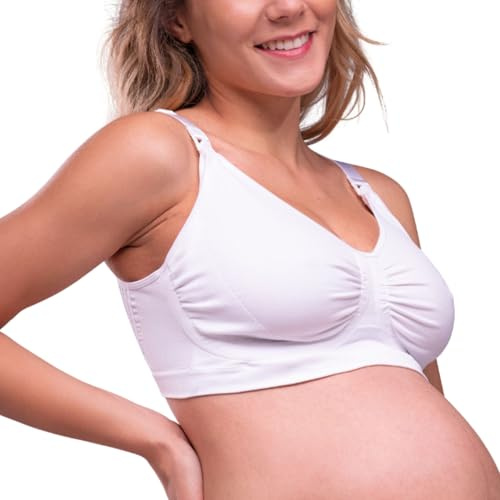 Carriwell Gel Support Pregnancy & Nursing Bra - Patented Gel Underwire Support, Breathable Microfabric, Soft & Seamless, Adjustable to Breast Changes, S-XL