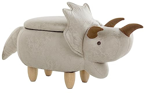 Beliani Verspielter Dino-Hocker für Kinder hellgrau Triceratops
